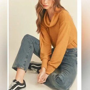 94) NWT Free People Juicy Top Size Small Long Sleeve Cowl NeckCanyon Moon